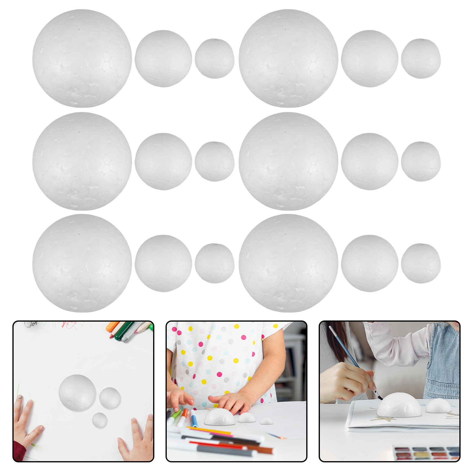 Art Craft Activity - 300Pcs White Foam Half Spheres Polystyrene