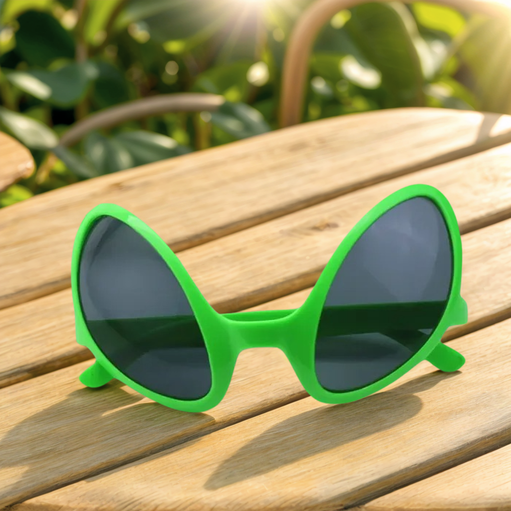 Art Craft Party - Green Alien Martian Quirky Sunglasses 2D