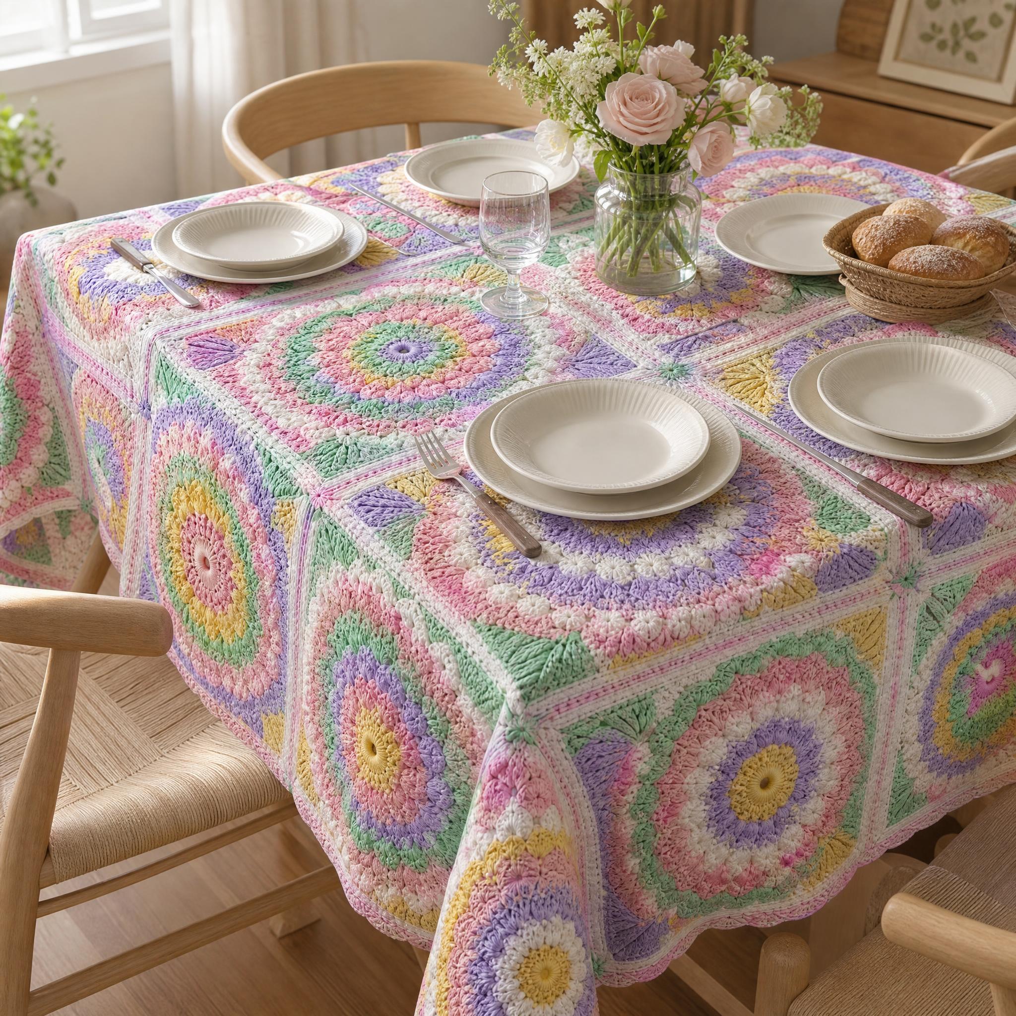 Art Craft Materials - Crafting & Crochet Revival Style Tablecloth,