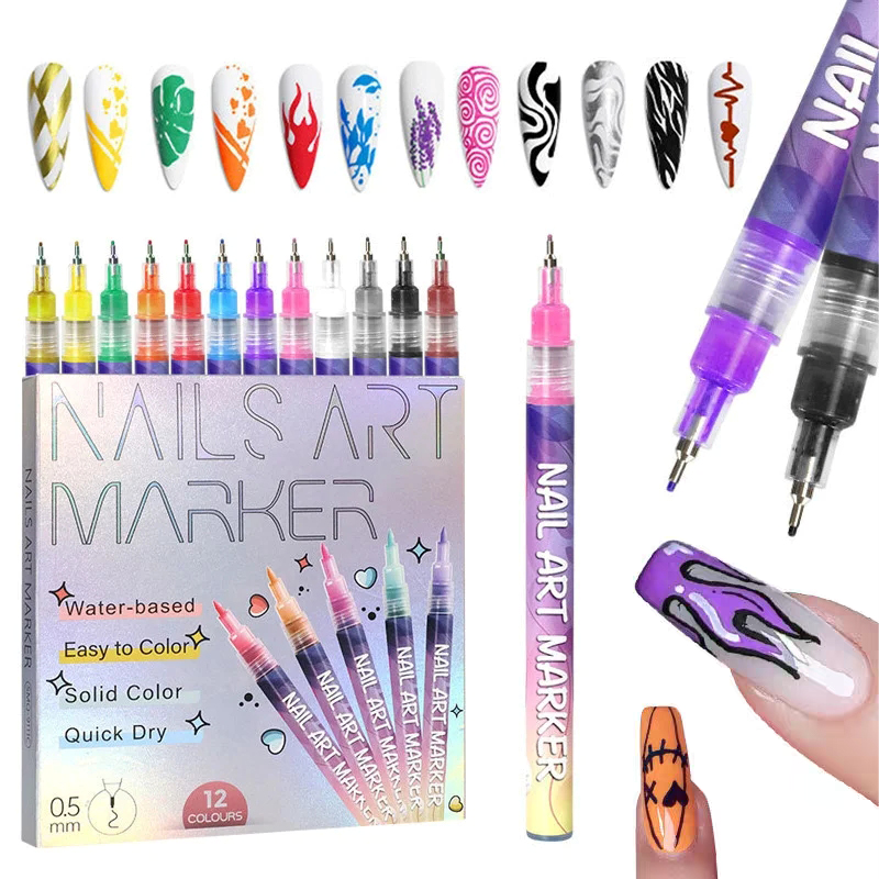Illustration Marker Set - 12Pcs/Set Nail Acrylic Graffiti Pen 12