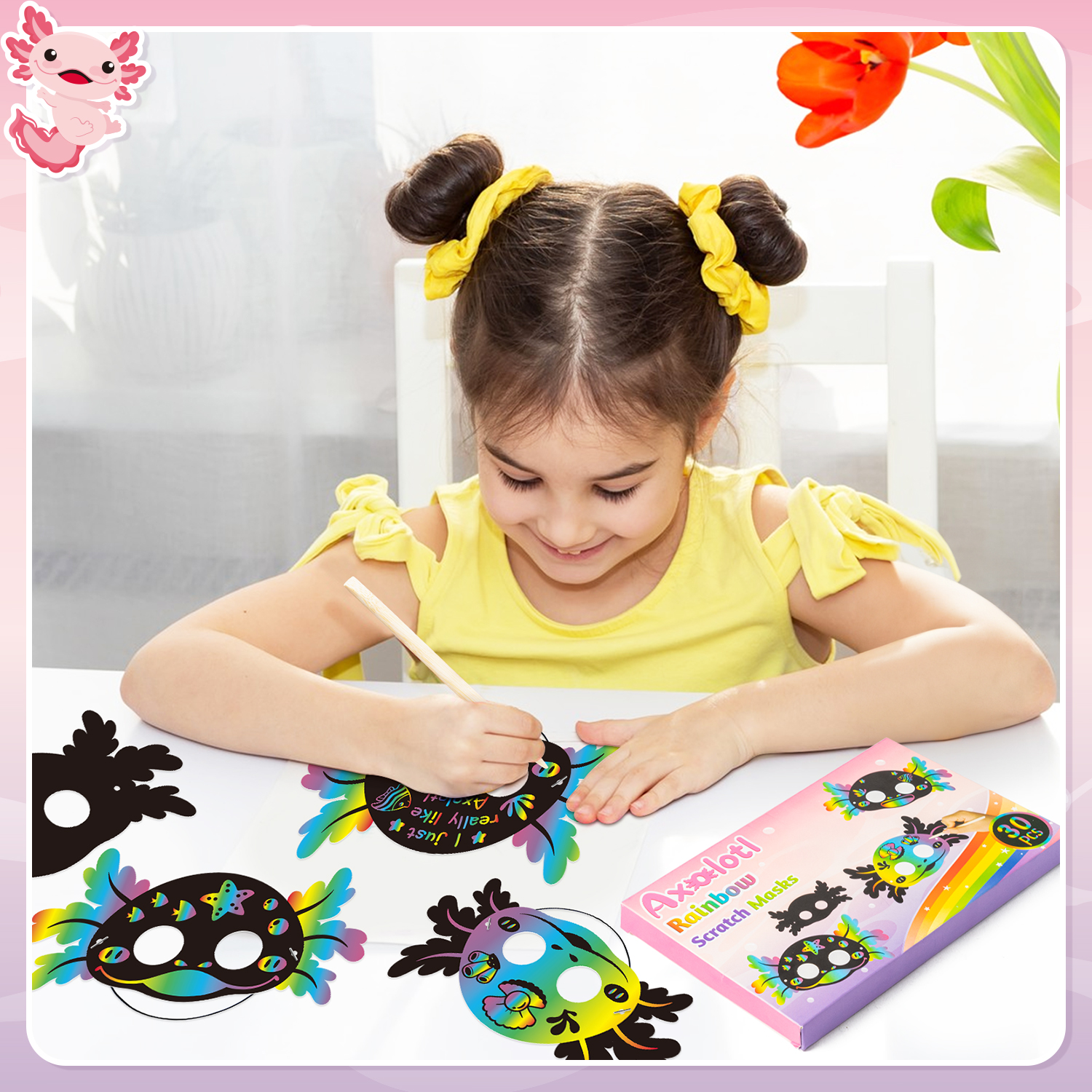 30 Pcs Axolotl Scratch Art Mas - Art Craft Activity reseña y precio