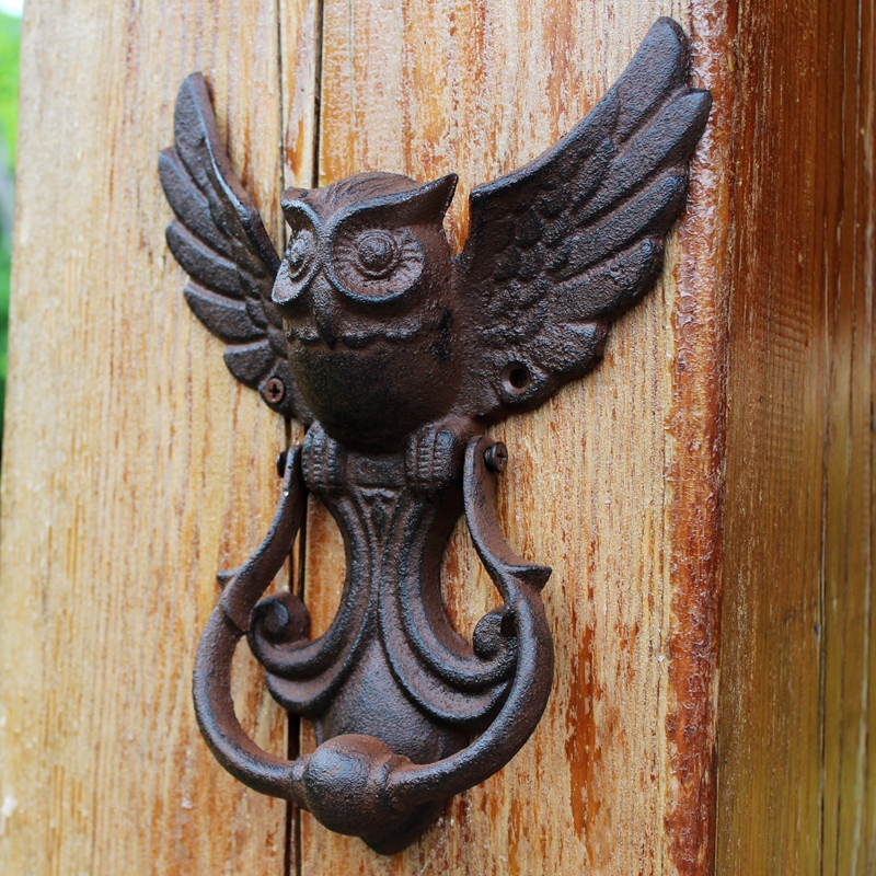 Rustic Owl Cast Iron Door Knoc - Art Craft Door reseña y precio