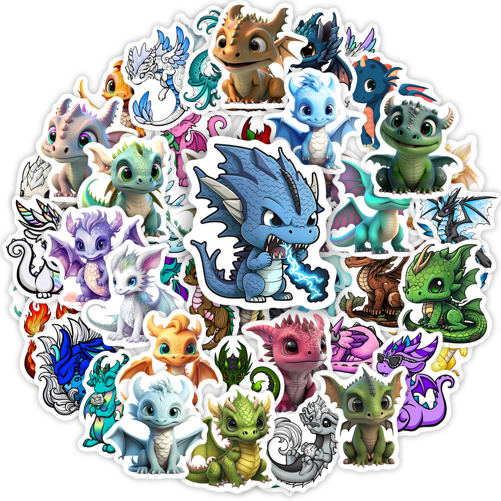 Cartoon Dragon Stickers Cute W - Art Craft Dinosaur reseña y precio
