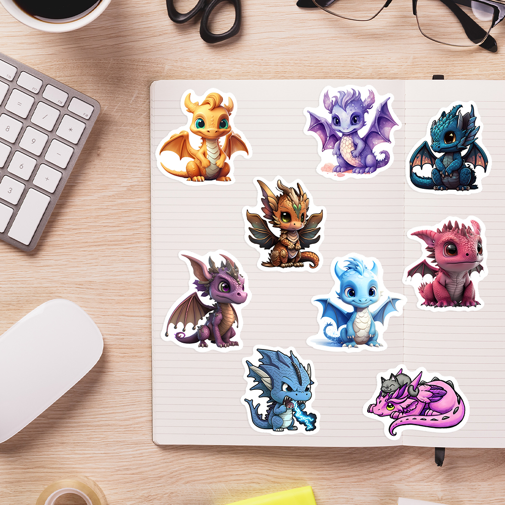 Cartoon Dragon Stickers Cute W - Art Craft Dinosaur reseña y precio