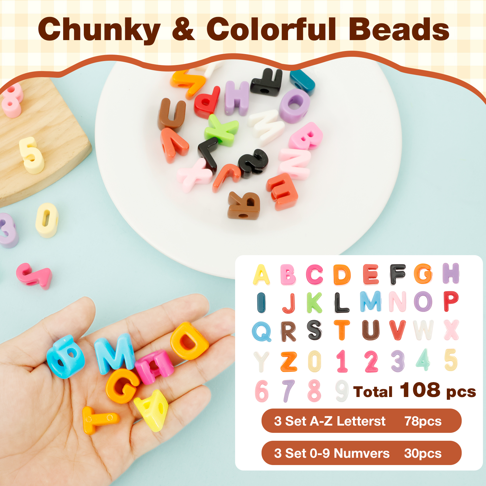 36/108Pcs 6mm Hole Chunky Acry - Art And Craft Letter Z reseña y precio