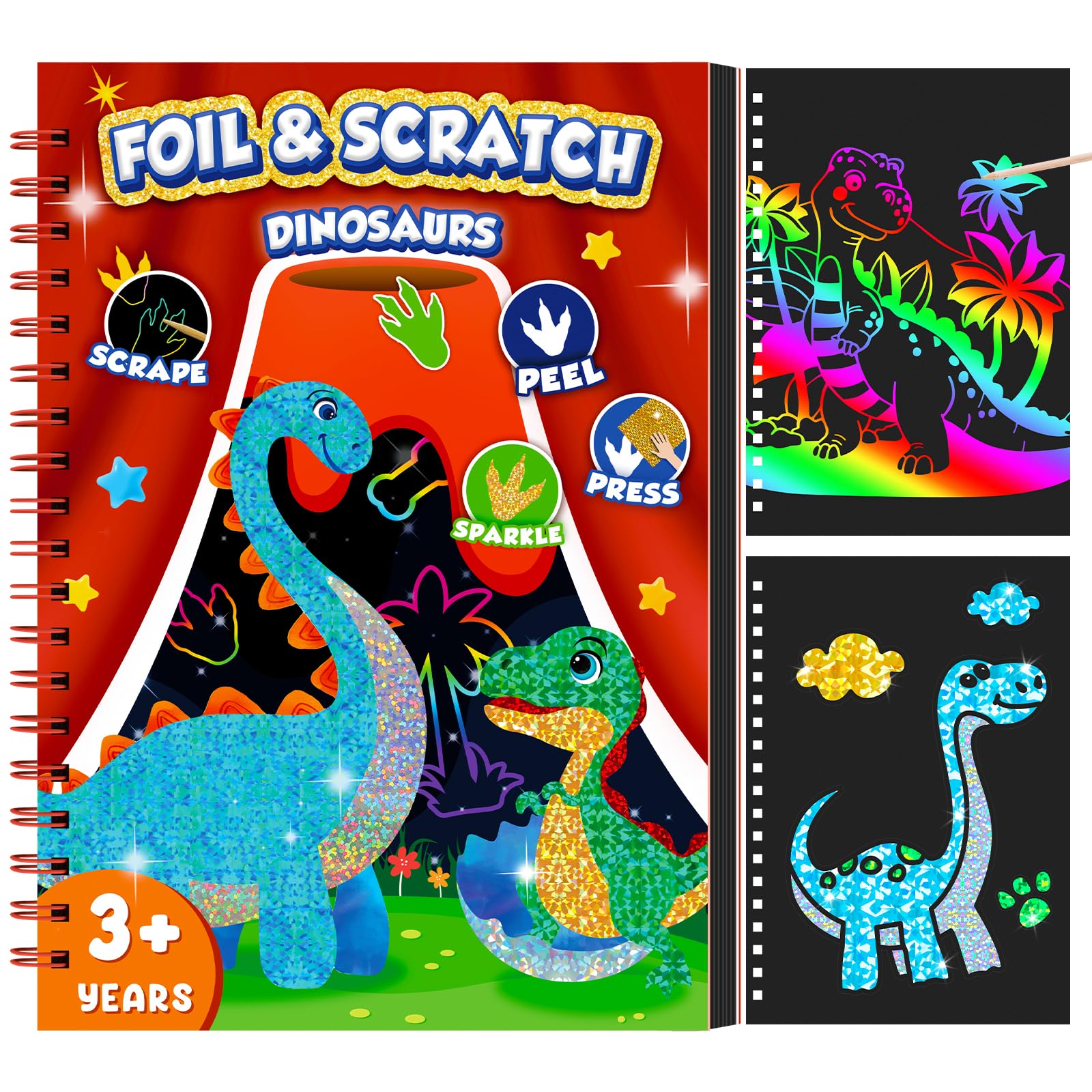 Dinosaur Scratch Art Book for  - Dinosaur And Craft reseña y precio