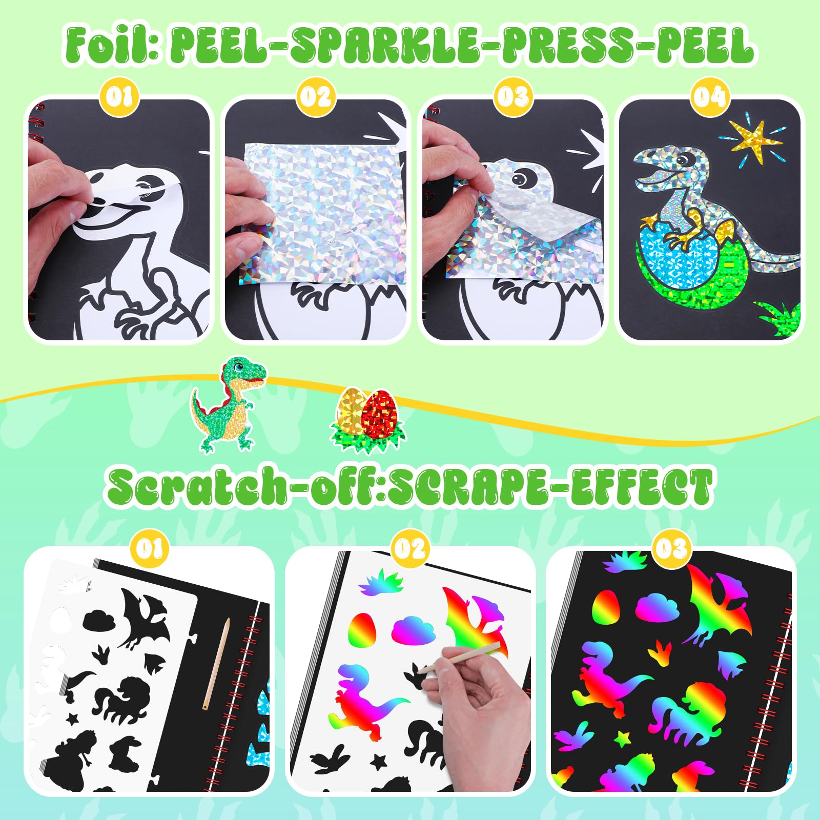 Dinosaur Scratch Art Book for  - Dinosaur And Craft reseña y precio