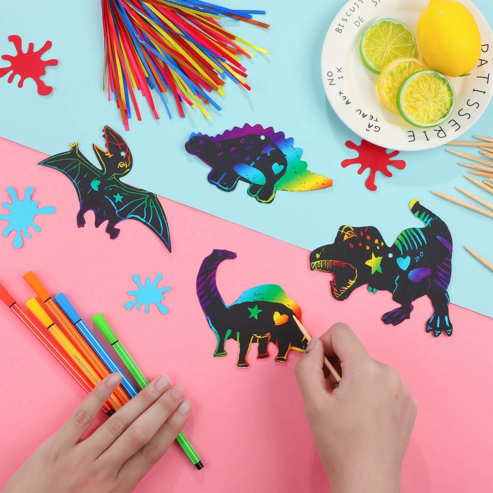 12Pcs Cartoon Dinosaur Scratch - Art Craft Dinosaur reseña y precio
