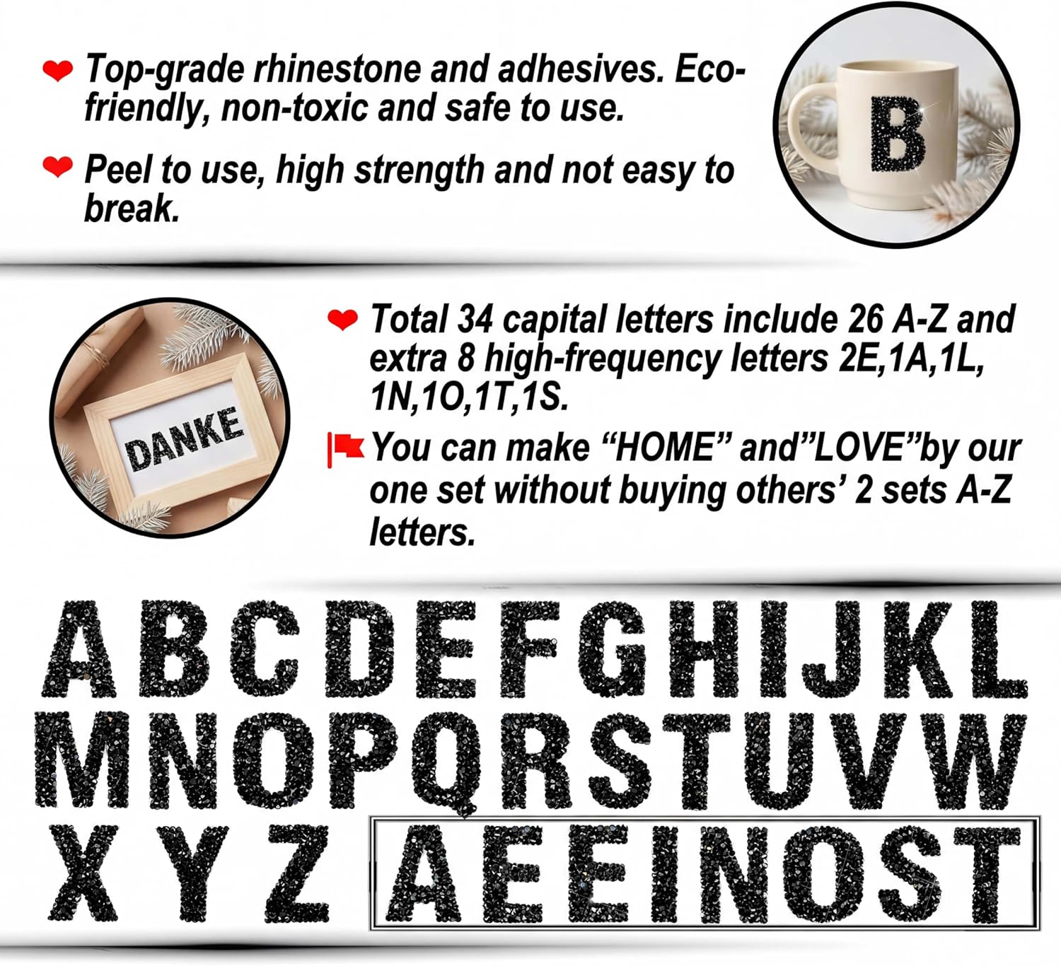 34Pcs Resin Rhinestone Alphabe - Art And Craft Letter Z reseña y precio