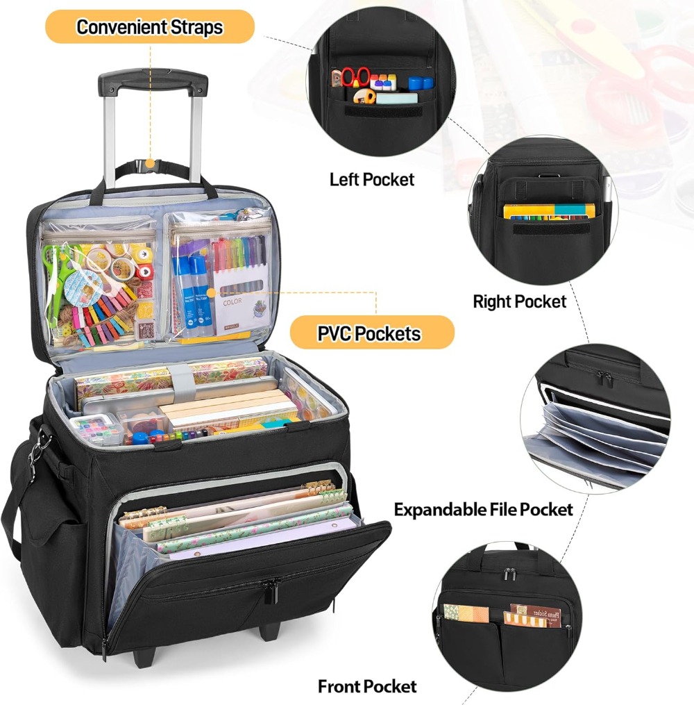 Rolling Scrapbook Tote with Ex - Art Craft Materials reseña y precio