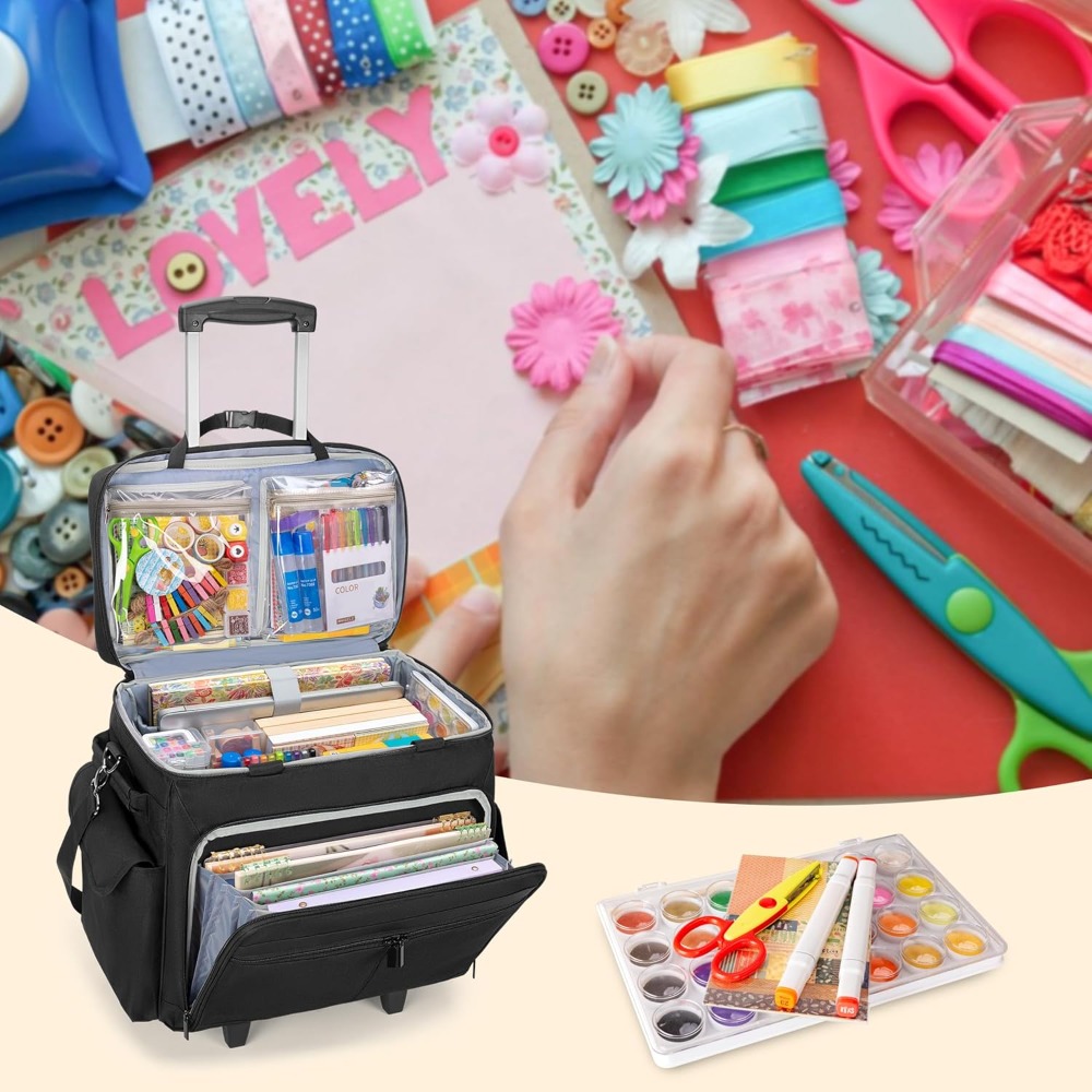 Rolling Scrapbook Tote with Ex - Art Craft Materials reseña y precio