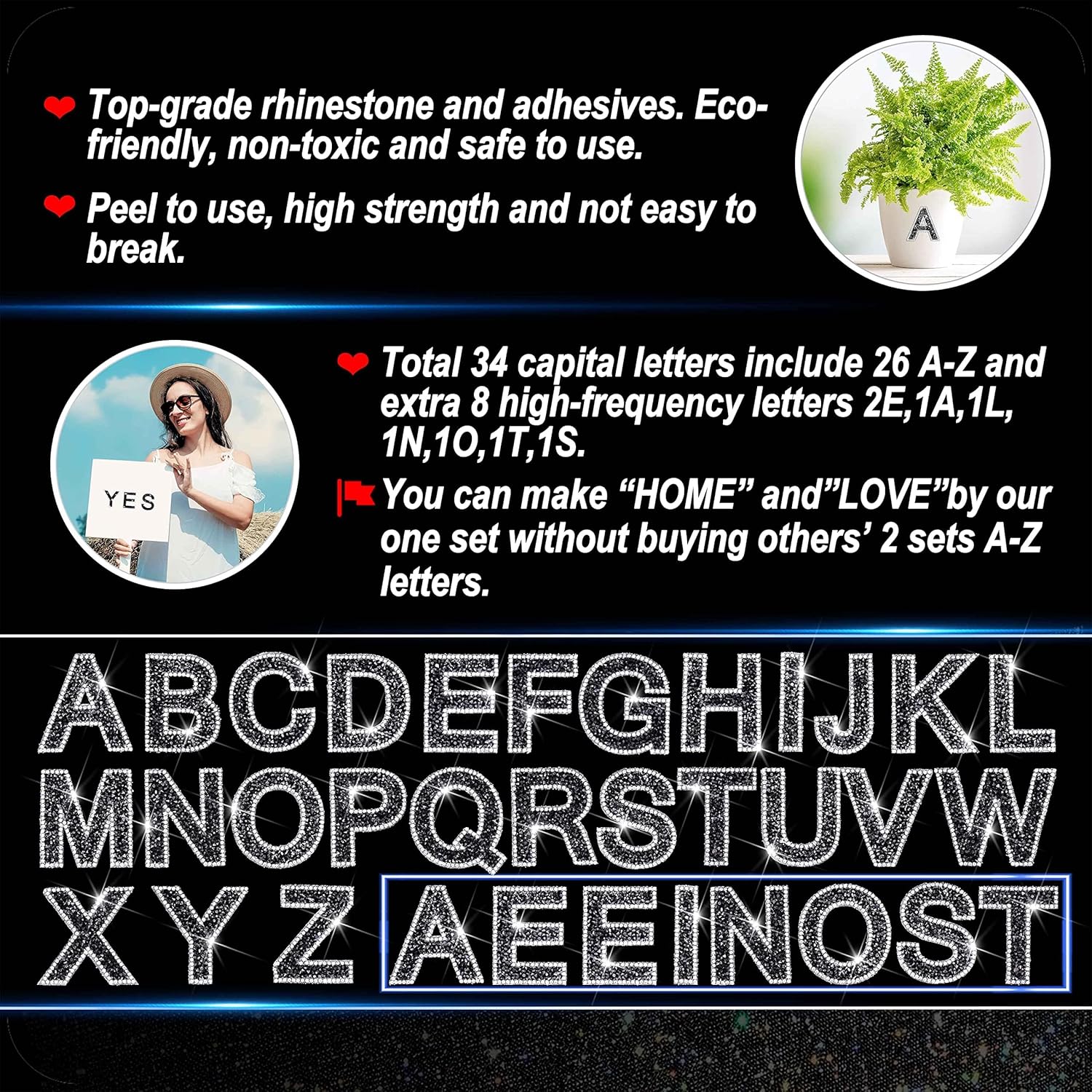 34Pcs Rhinestone Letter Sticke - Art And Craft Letter Z reseña y precio