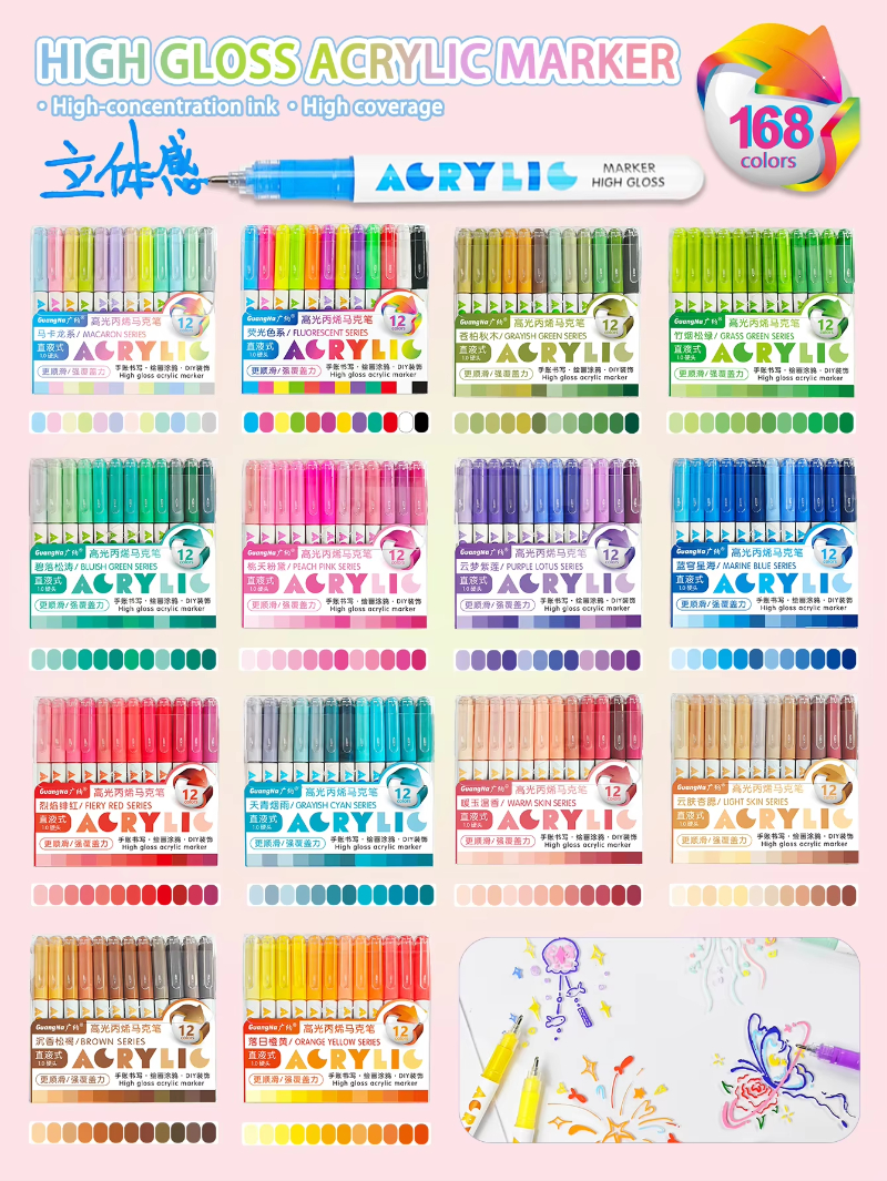 GuangNa 168/12 Colors High Glo - Illustration Marker Set reseña y precio