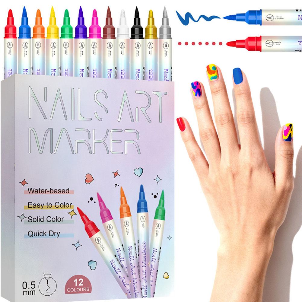 12 Colors Nail Art Marker Pens - Illustration Marker Set reseña y precio