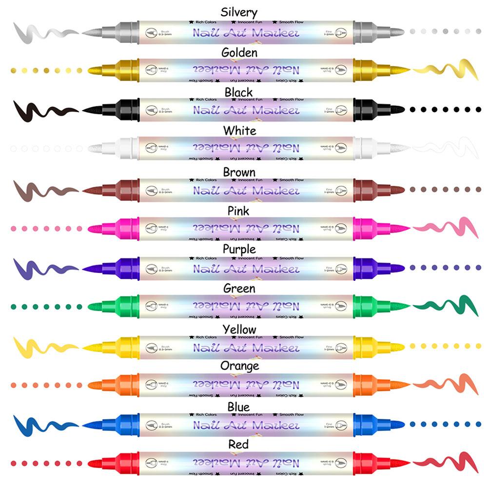 12 Colors Nail Art Marker Pens - Illustration Marker Set reseña y precio